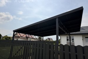 Односкатный навес для авто из металлопрофиля 7*5м — фото 7